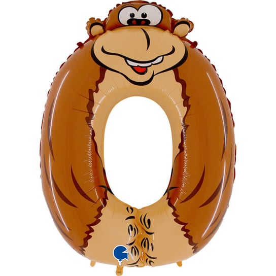 Balon foliowy cyfra 0 zwierzątko małpka, 100 cm GRABO