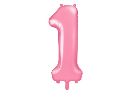 Balon foliowy, Cyfra 1, 86 cm, różowy PartyDeco