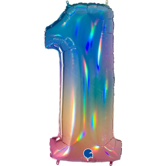Balon Foliowy Cyfra 1,  Kolorowa rainbow 102 cm Grabo Gemar