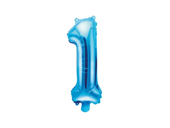 Balon foliowy, cyfra 1, niebieski, 35 cm PartyDeco
