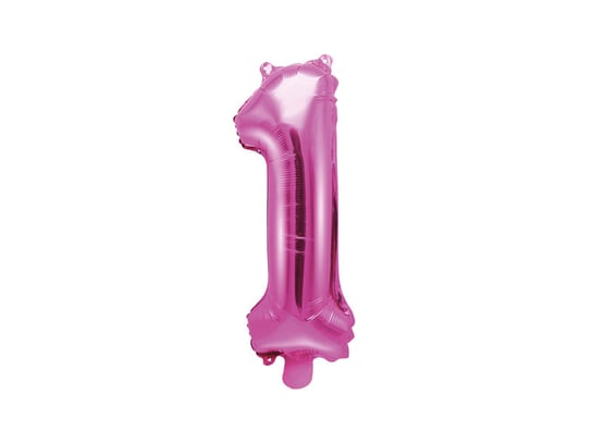 Balon foliowy, cyfra 1, różowy, 35 cm PartyDeco