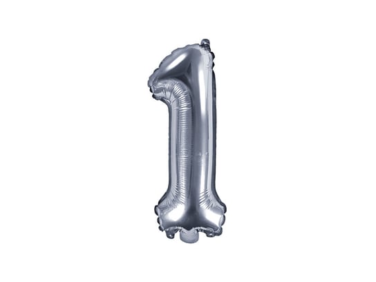 Balon foliowy, cyfra 1, srebrny, 35 cm PartyDeco