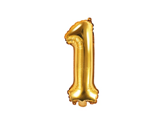 Balon foliowy, cyfra 1, złoty, 35 cm PartyDeco