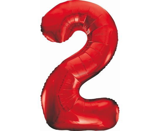 Balon foliowy, cyfra 2, 85 cm, czerwony GoDan