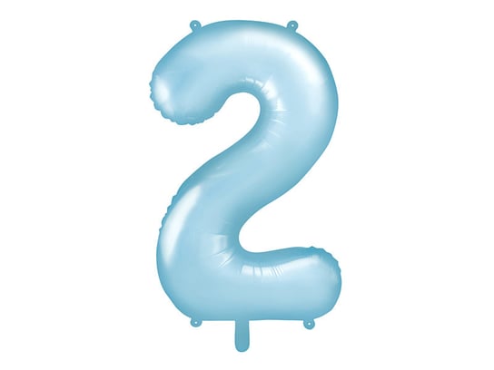 Balon foliowy, Cyfra 2, 86 cm, jasny niebieski PartyDeco