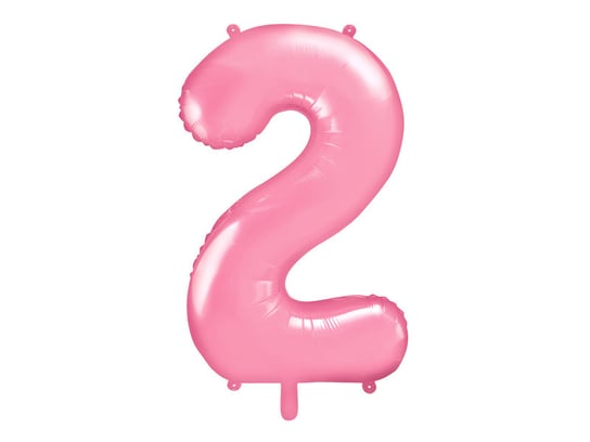 Balon foliowy, Cyfra 2, 86 cm, różowy PartyDeco