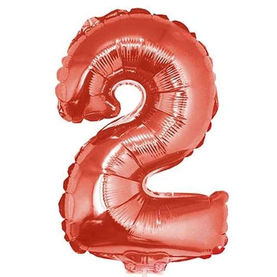 Balon foliowy, cyfra 2, czerwony, 40 cm Funny Fashion
