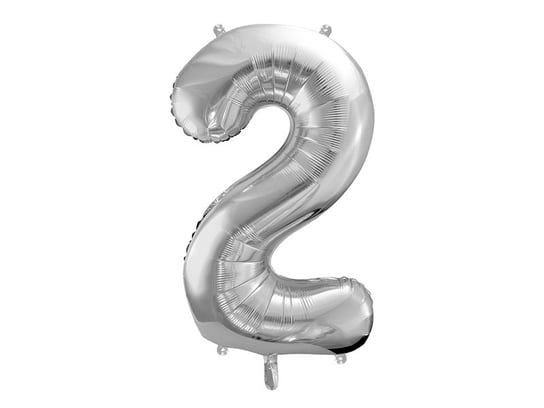 Balon foliowy, cyfra 2, srebrny, 86 cm PartyDeco