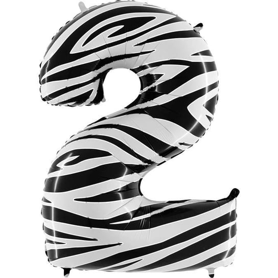 Balon Foliowy Cyfra 2, Zebra biało-czarna 102cm Grabo GRABO
