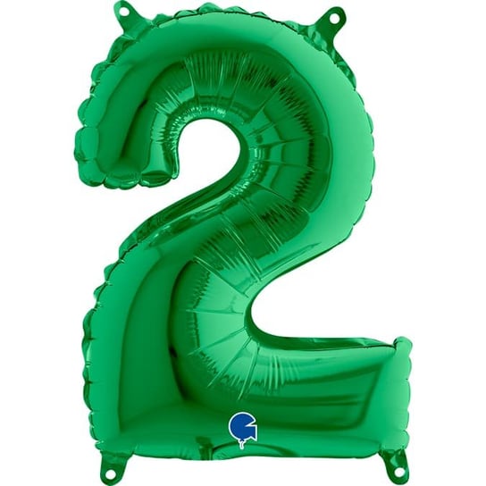 Balon foliowy cyfra 2 zielony, 35 cm GRABO