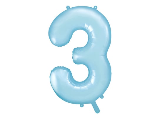 Balon foliowy, Cyfra 3, 86 cm, jasny niebieski PartyDeco