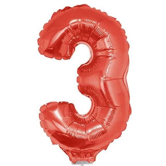 Balon foliowy, cyfra 3, czerwony, 40 cm Funny Fashion