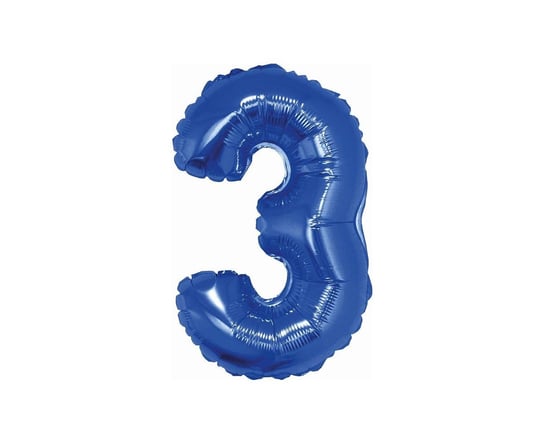 Balon foliowy, cyfra 3, niebieski, 35 cm GoDan