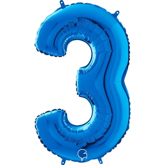 Balon Foliowy Cyfra 3 Niebieski, 66 cm Grabo GRABO