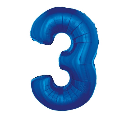Balon foliowy, cyfra 3, niebieski, 86 cm GoDan