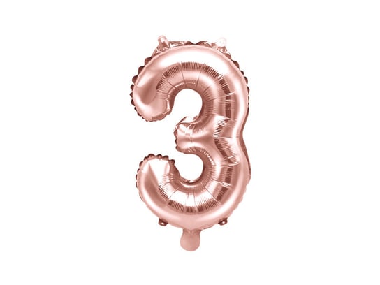 Balon foliowy, cyfra 3, różowy, 35 cm PartyDeco