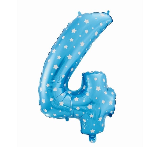 Balon foliowy, Cyfra 4, 61 cm, niebieski w gwiazdy GoDan