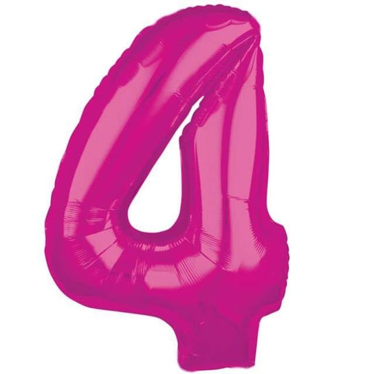 Balon foliowy, cyfra 4, 66 cm, różowy Amscan