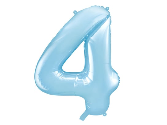 Balon foliowy, Cyfra 4, 86 cm, jasny niebieski PartyDeco
