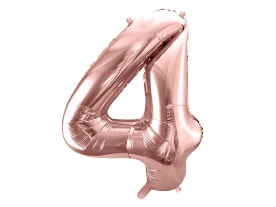 Balon foliowy, cyfra 4, 86 cm, różowe złoto PartyDeco