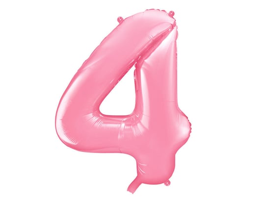 Balon foliowy, Cyfra 4, 86 cm, różowy PartyDeco