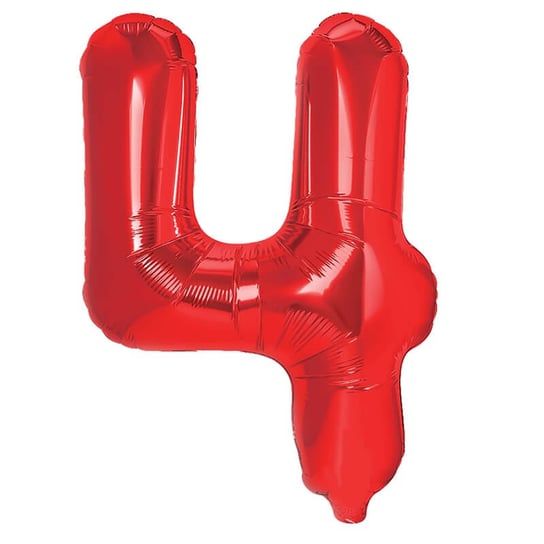 Balon foliowy cyfra 4 czerwony,  40 cm PartyPal