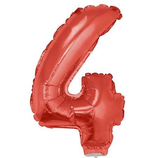 Balon foliowy, cyfra 4, czerwony, 40 cm Funny Fashion