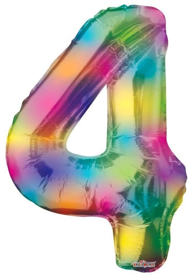 Balon Foliowy Cyfra 4 Tęczowa Rainbow, 86 cm Amscan