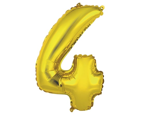 Balon foliowy, Cyfra 4, złota, 35 cm GoDan