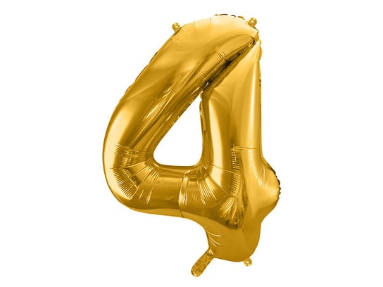 Balon foliowy, cyfra 4, złoty, 86 cm PartyDeco