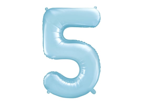 Balon foliowy, Cyfra 5, 86 cm, jasny niebieski PartyDeco