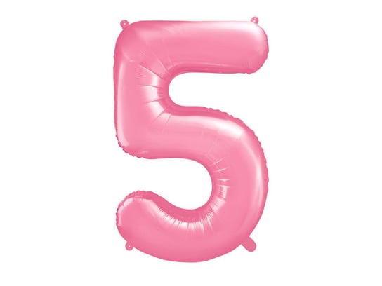 Balon foliowy, Cyfra 5, 86 cm, różowy PartyDeco