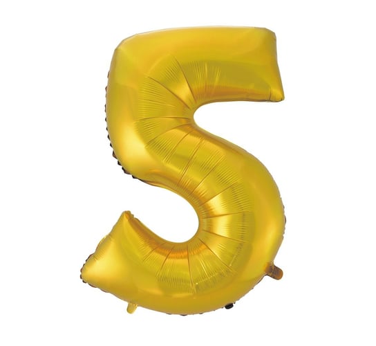 Balon foliowy, Cyfra 5, 92 cm, złoty, matowy GoDan