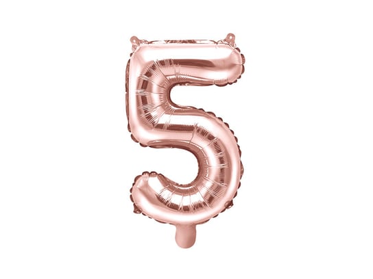Balon foliowy, cyfra 5, różowy, 35 cm PartyDeco