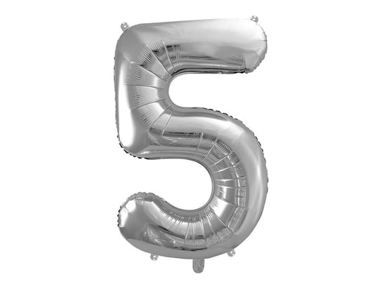 Balon foliowy, cyfra 5, srebrny, 86 cm PartyDeco
