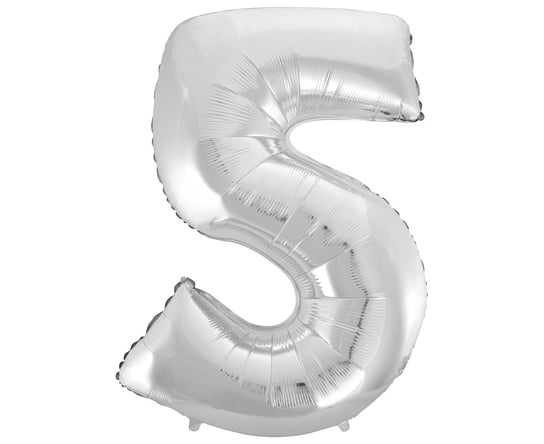 Balon foliowy, cyfra 5, srebrny, 86 cm GoDan