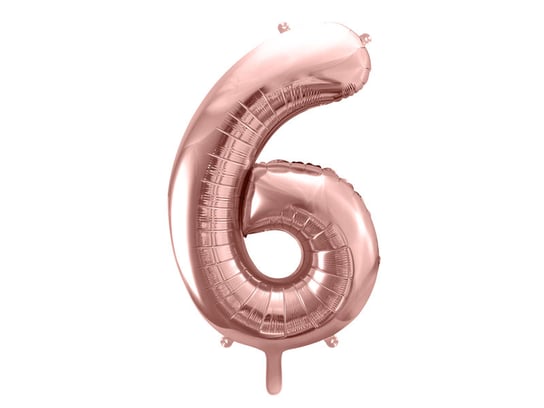 Balon foliowy, cyfra 6, 86 cm, różowe złoto PartyDeco