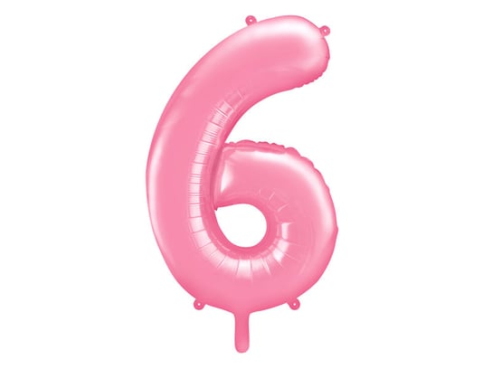 Balon foliowy, Cyfra 6, 86 cm, różowy PartyDeco