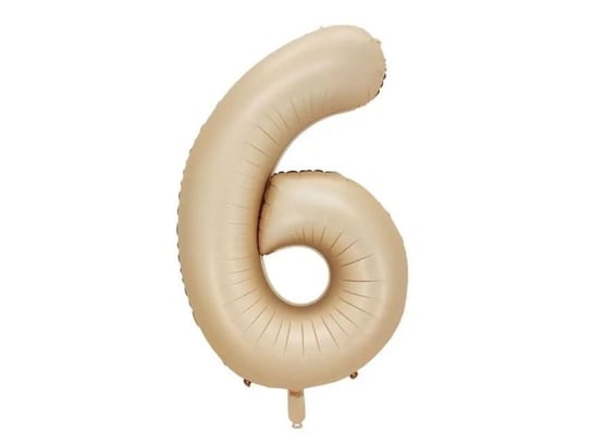 Balon foliowy "cyfra 6", beżowa, 100 cm [balon na hel] PartyPal