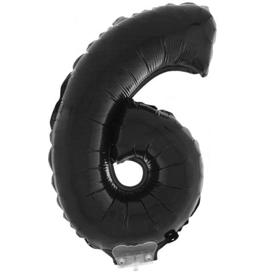 Balon foliowy, cyfra 6, czarny, 40 cm Funny Fashion