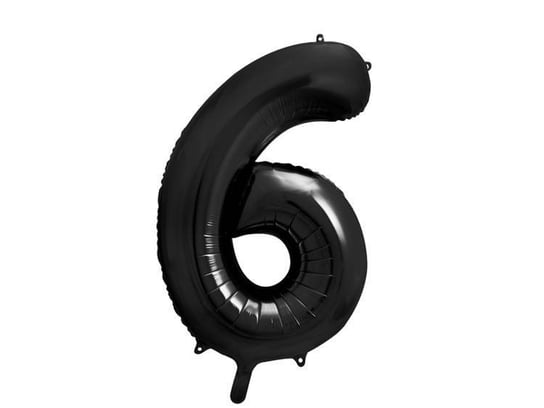 Balon foliowy, cyfra 6, czarny, 86 cm PartyDeco