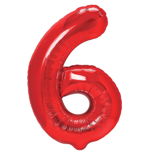 Balon foliowy cyfra 6 czerwony,  40 cm PartyPal