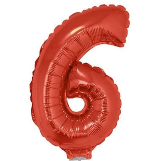 Balon foliowy, cyfra 6, czerwony, 40 cm Funny Fashion