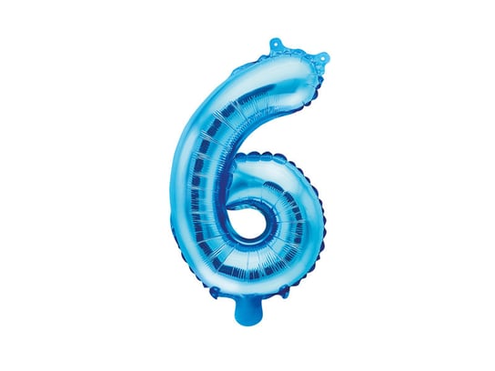 Balon foliowy, cyfra 6, niebieski, 35 cm PartyDeco