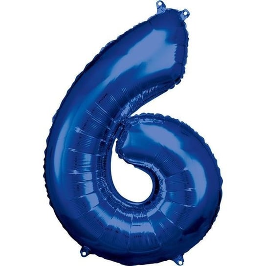 Balon foliowy cyfra 6 niebieski 88 cm AMSCAN