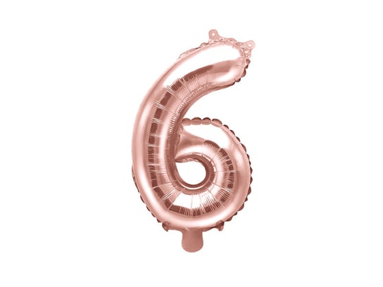 Balon foliowy, cyfra 6, różowy, 35 cm PartyDeco
