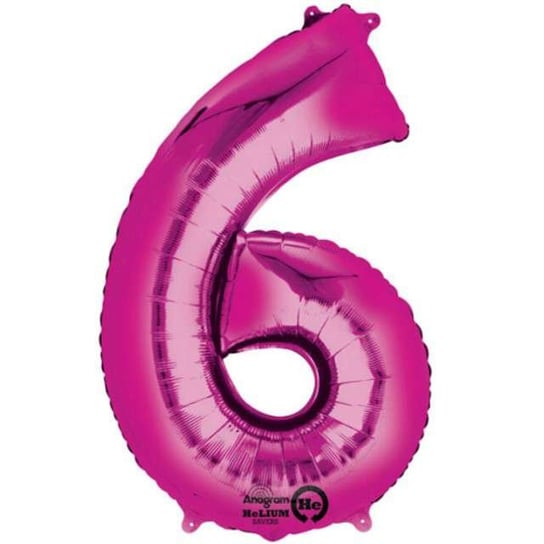 Balon foliowy, cyfra 6, różowy, 86 cm Amscan
