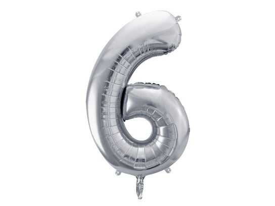 Balon foliowy "cyfra 6", srebrna, 100 cm [balon na hel] Inna marka