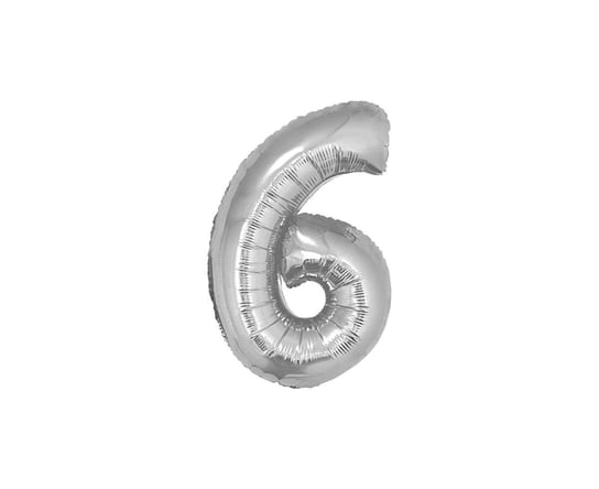 Balon foliowy, Cyfra 6, srebrna, 35 cm GoDan