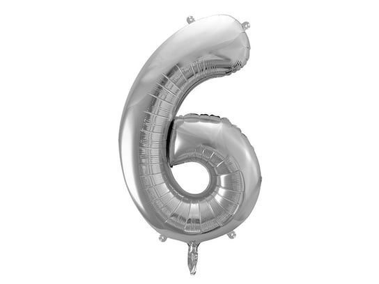 Balon foliowy, cyfra 6, srebrny, 86 cm PartyDeco
